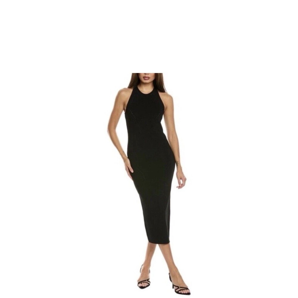 A.L.C. Marc Halterneck Midi Dress Women XS Blue Ribbed Knit Bodycon‎ Chic Casual
